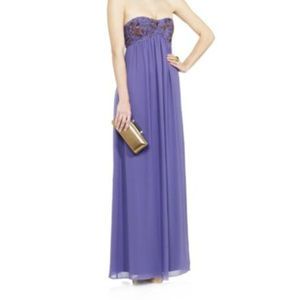 TED BAKER Dress Beaded Gown Purple Strapless NEW